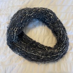 American Eagle Crochet Knit Infinity Scarf - charcoal gray and white
